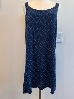 Santiki Navy Printed Midi Tank Beachy Sundress Summer Cover-up Resortwear